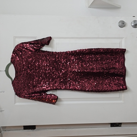 BCBGMAXAZRIA / Revolve Marta Sequin Dress in Port Combo - Picture 6 of 13